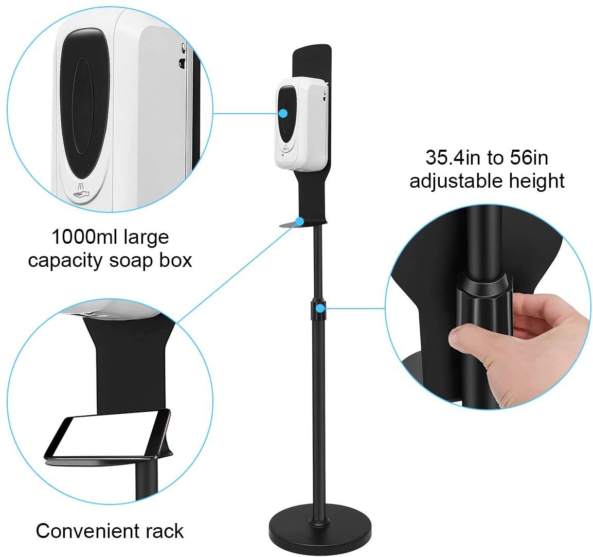 Desinfektionsspender Mit Sensor 1000ml Automatischer Desinfektionssäule Stehend Desinfektionsflüssigkeit Händedesinfektion Spender Sensor Höhenverstellbar Für Läden, Hotels, Höhenverstellbar