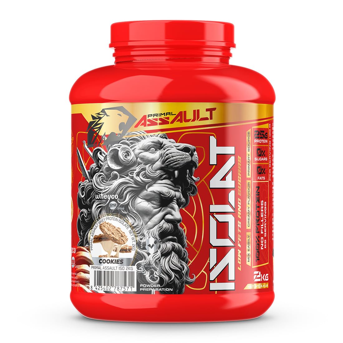 ISOLAT Proteína de Suero Sabor 2 kg, sin Grasa ni Azúcares, 40 Porciones (cookies)