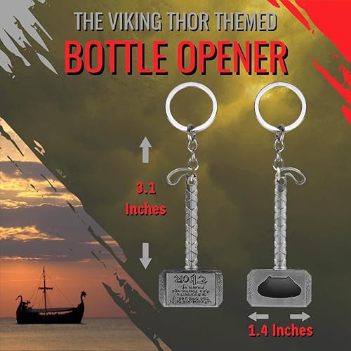 Miniatura 6 de El juego de regalo Thor Hammer incluye taza Thor de cerámica de 18 onzas y abridor de botellas con llavero de martillo de Thor, juego de bebidas