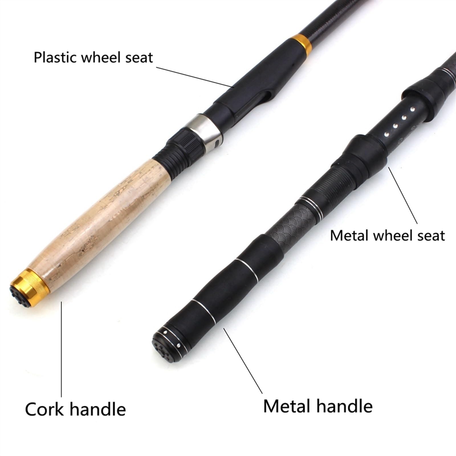 Zestaw muchowy Węglowa wędka teleskopowa Przenośna wędka spinningowa i kołowrotki Wielofunkcyjny zestaw Zestaw narzędzi wędkarskich (Color : Black Metal Handle, Size : 2.4m)