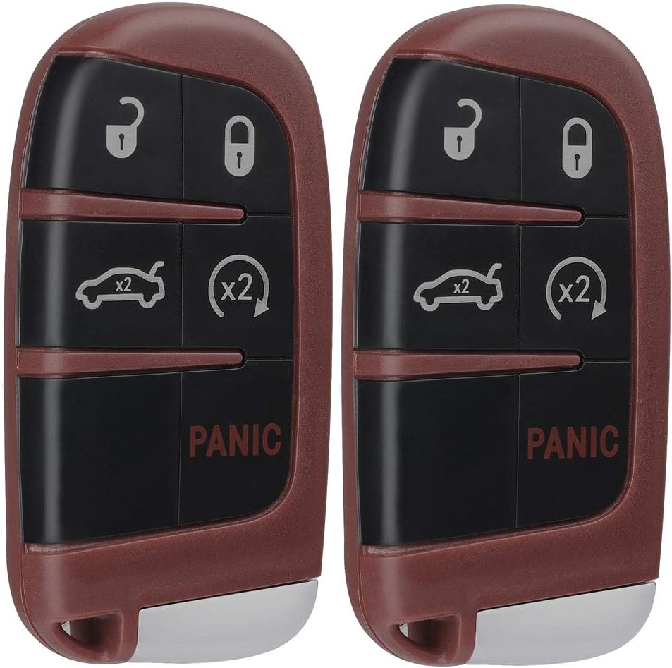 Beefunny New Red Replacement Remote Car Key Shell Case Fob 5 Buttons for Chrysler Jeep Dodge 2011-2018 (2)