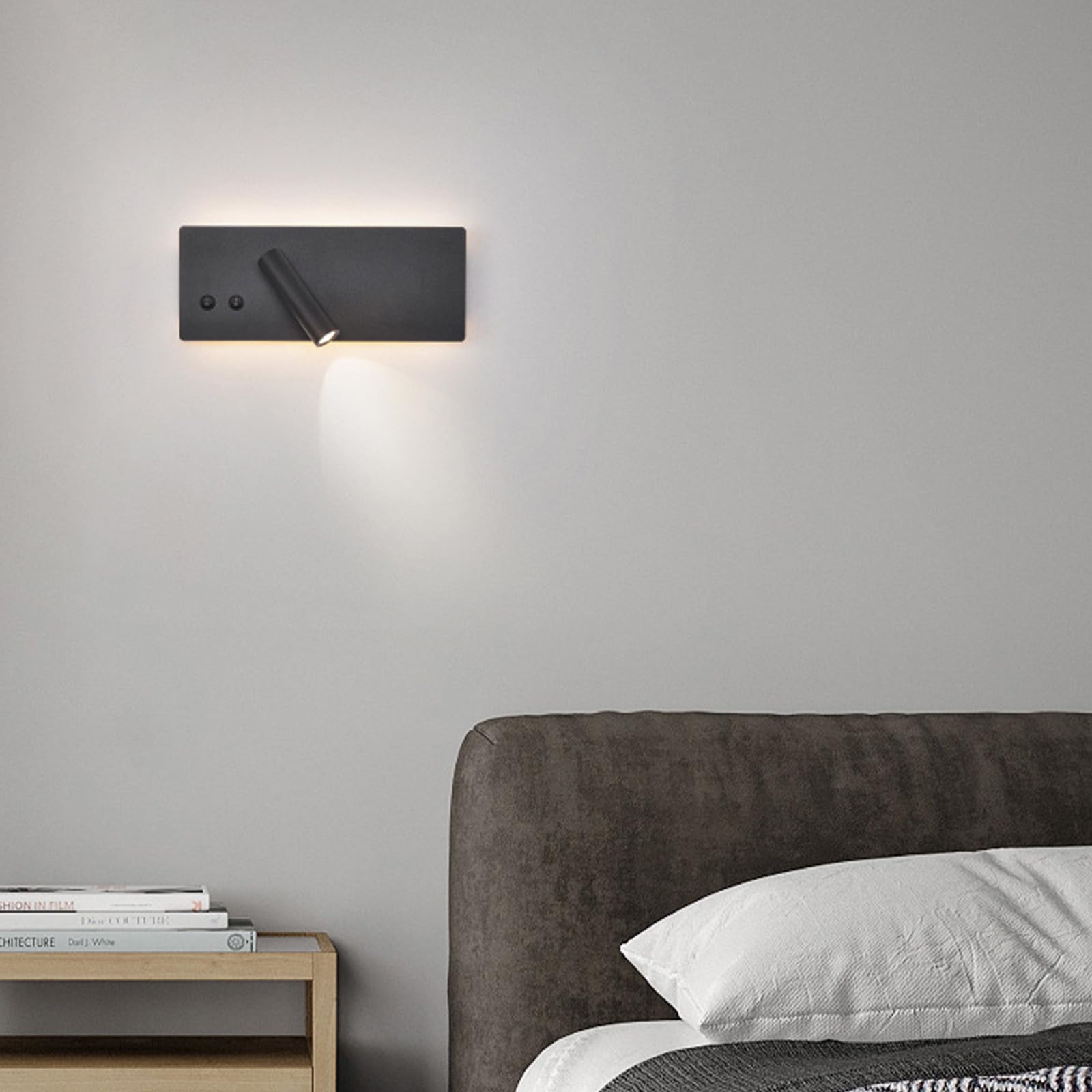 LED Wandleuchte Innen Leselampen mit 2 Schalter Moderne Wandbeleuchtung 350° Drehbar Verstellbar Spot Wandlampen Aluminium für Schlafzimmer Nachttisch Wohnzimmer (Weiß Rechts,Warmes Licht)
