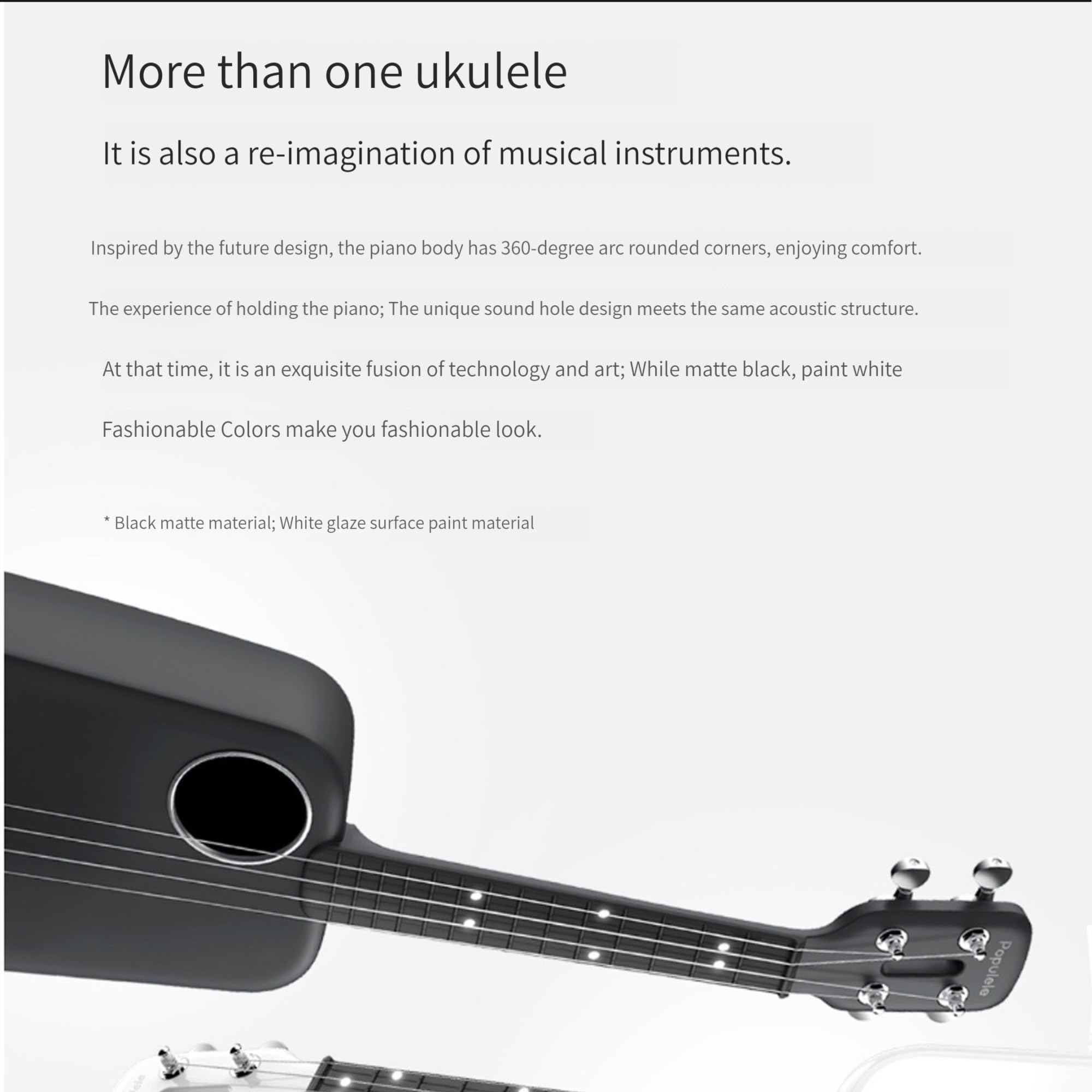 Inteligentne ukulele, 0 podstawowych wpisów, inteligentna interakcja z aplikacją, przewodnik świetlny LED, fajne włókno węglowe, 23-calowa mała gitara, ukulele, odpowiednie dla dzieci i nowicjuszy (C