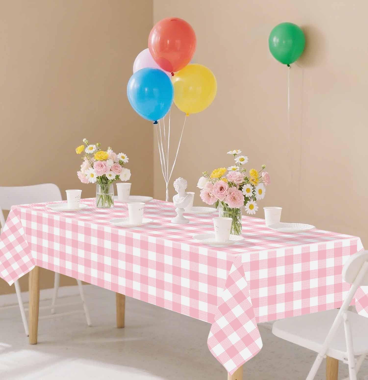 Lot De 6 Chemins De Table En Vichy Vert Clair Et Blanc - 35,6 X 274,3 Cm - Imperméables, Pour Pique-nique, Fêtes, Anniversaires