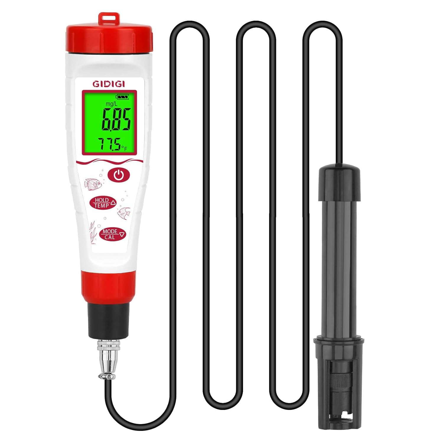 Dissolved Oxygen Meter, Digital DO Tester with ATC and Salt Compensation, Pond Dissolved Oxygen Tester with 9.84ft DO Probe Cable, Dissolved Oxygen Test Kit for Aquarium, Ponds, Fish Tank