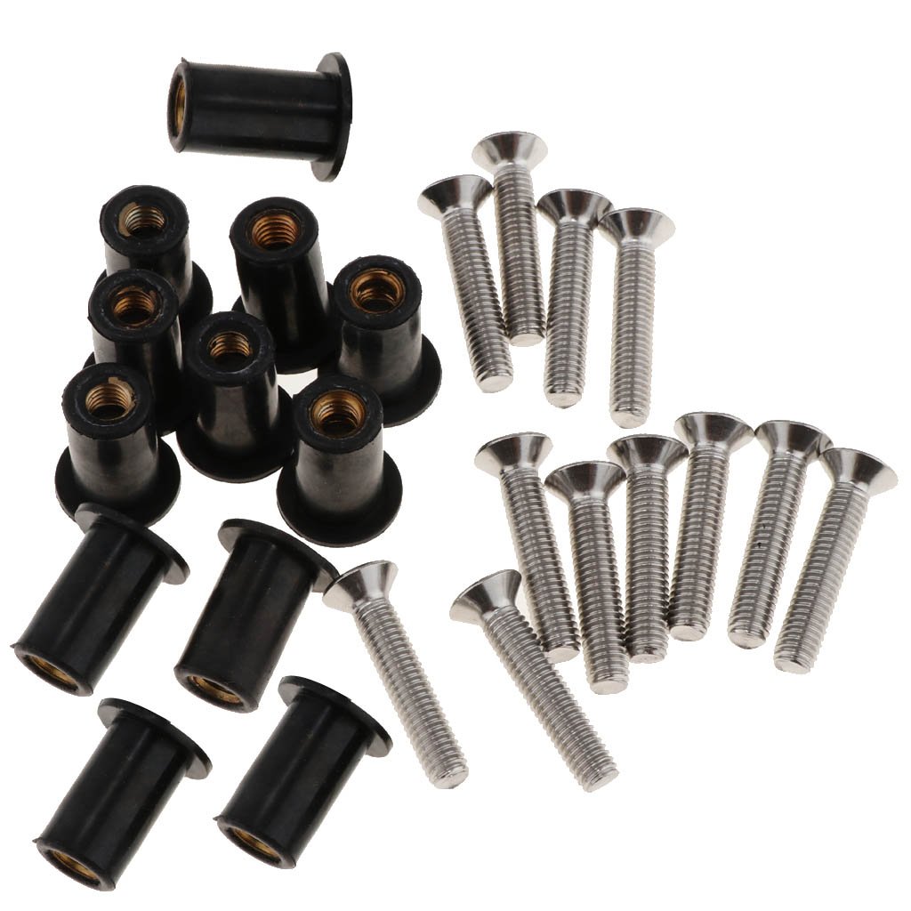 12 Piece M4 M5 M6 Rubber Well Nuts Kit – Blind Fasteners With Stainless Screws For Kayaks, Boats & Marine