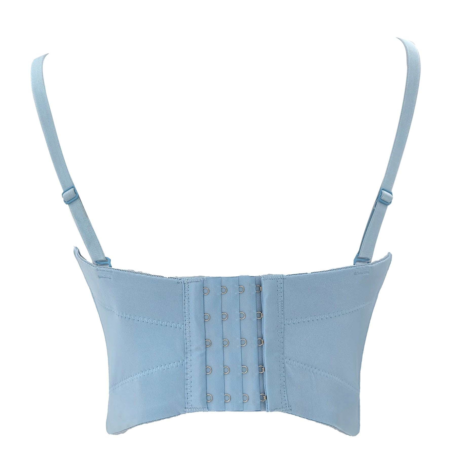 ELLACCI Sexy Bustier mit Perlen und Strasssteinen, bauchfreies Top, Push-Up-Korsett-Top mit abnehmbaren Trägern, Blau
