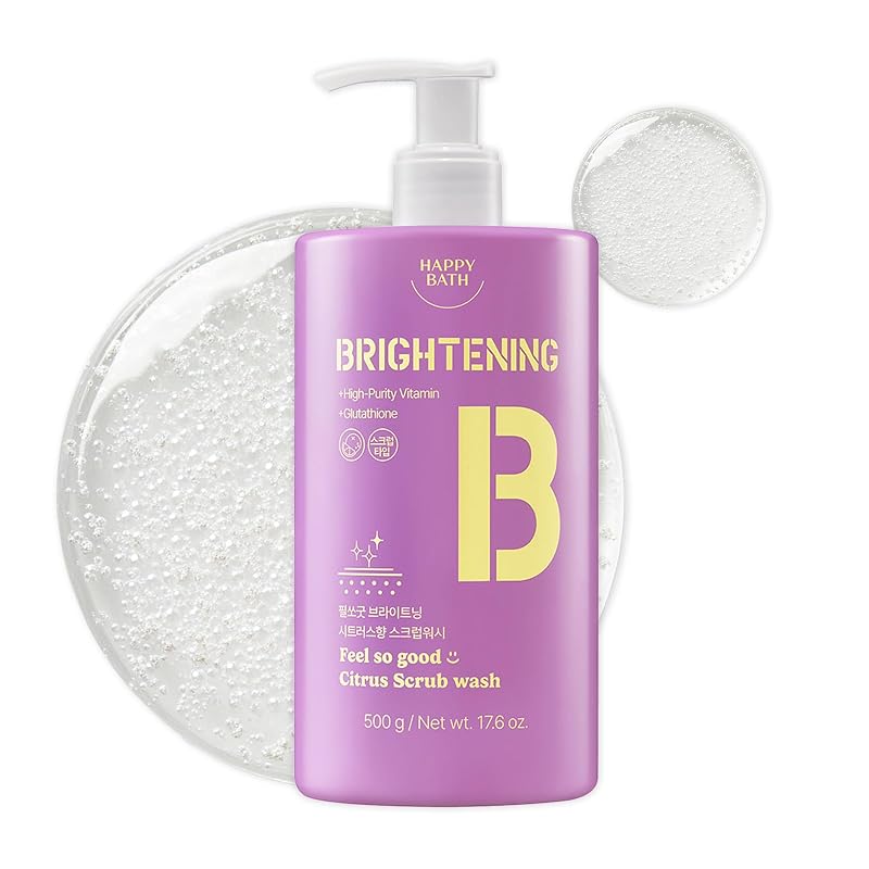 HAPPY BATH Feel So Good Citrus sabonete líquido corporal com partículas de pinho e glutationa, fragrância cítrica de yuzu, 520 mL