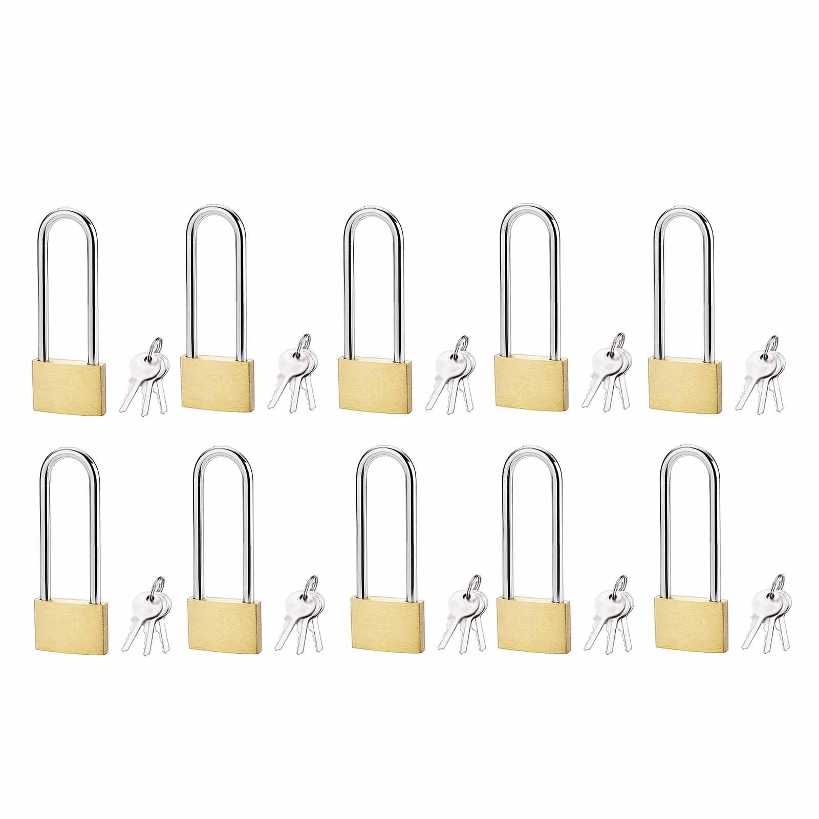 Candado Arco largo, Candado de Seguridad con 3 Llaves, Ofrece Mayor Espacio De Cierre, para Taquillas, Candados de Bicicletas, Puertas y Ventanas (Color : 10 Handful, Size : 6.0cm/2.36in)