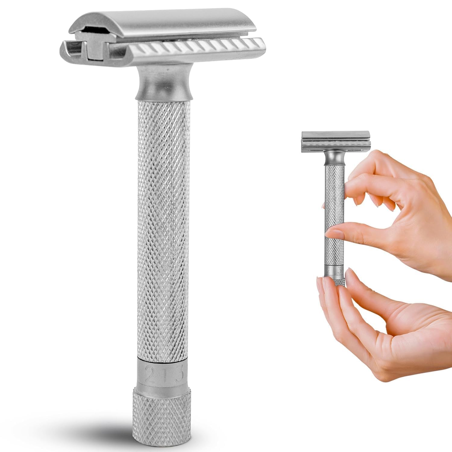 Parker Safety Razor Parker Variante regolabile doppio bordo rasoio di sicurezza e 5 Premium Blades - Cromo satinato