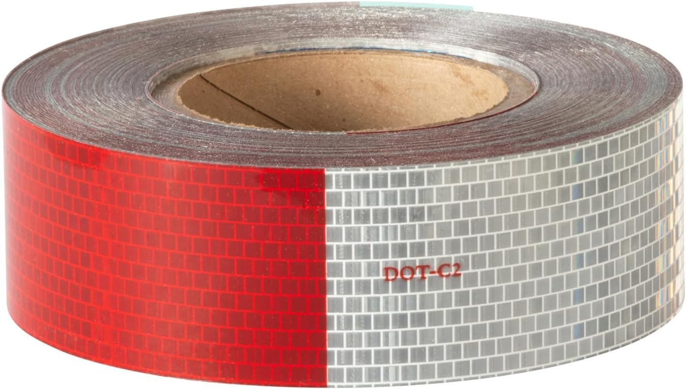 Grote 40650 Alternating 7" silver / 11" Red 2" x 150' Roll Conspicuity Tape