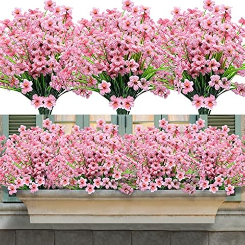 iHeartYard Artificial Flowers for Outdoors Fake Flowers,16 Bundles UV Resistant No Fade Faux Fake Plants for Hanging Garden Porch Window Box Outside Decoration,Home Indoor Decor(Pink) Cover