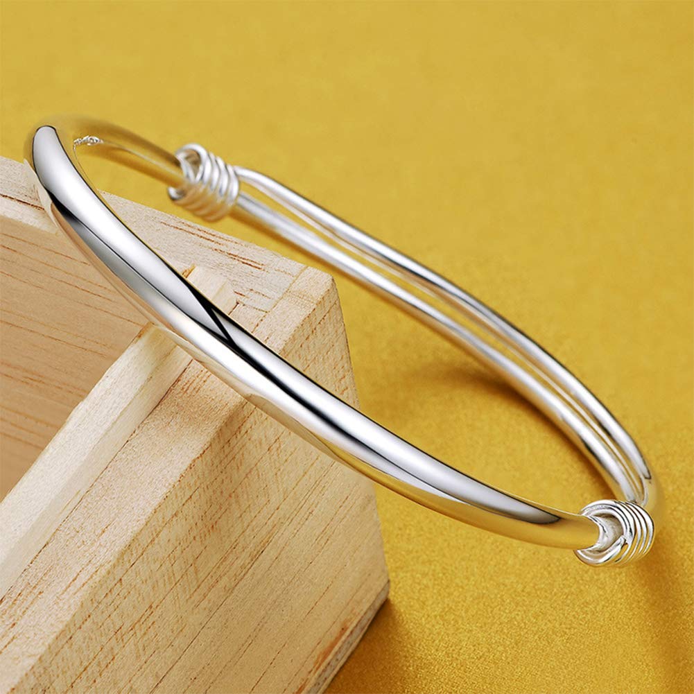 Bracelet d'ouverture en Argent 925 Bracelet de Tempérament pour Femmes Bijoux de Bracelet en Argent Sterling Vintage