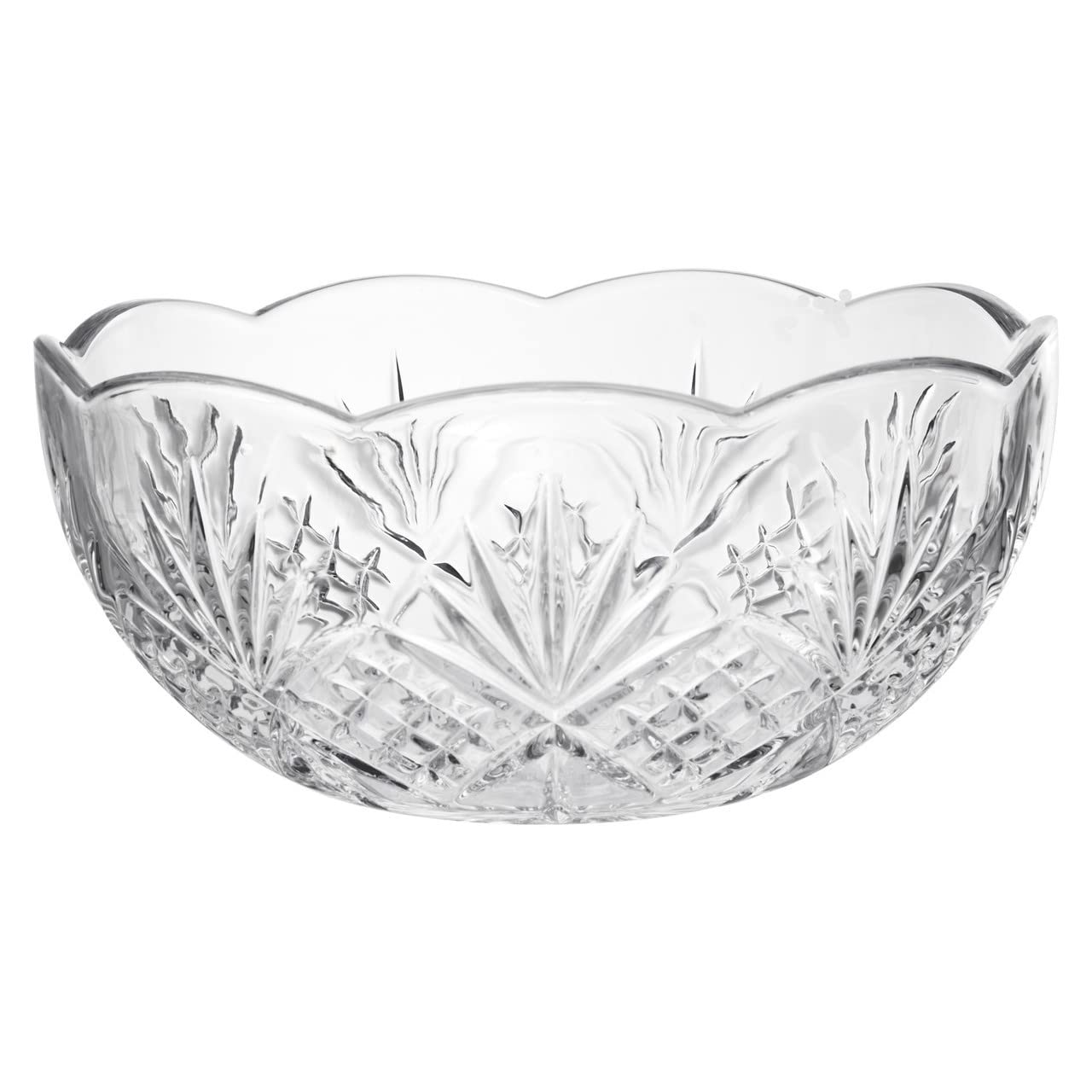 Premier Housewares Crystal Bowl for Kitchen/Stylish Clear Crystal Serving Bowl/Versatile Soup Bowl for Serving W25 x D25 x H12cm