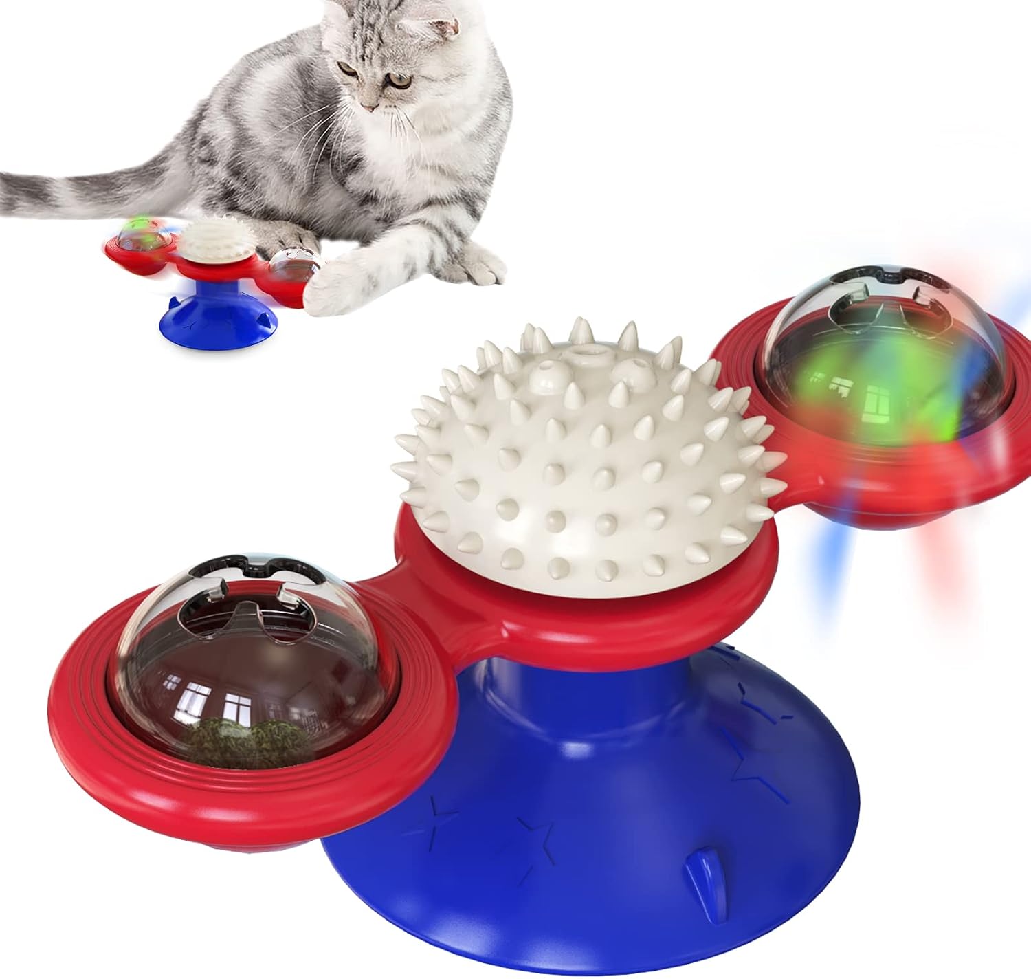 XIAOGO TTCAT Cat Catnip Toy Cats Windmill Toys Kitty Interactive Ball Kitten Balls with Suction Cup Pet Supplies for Indoor Birthday Gift