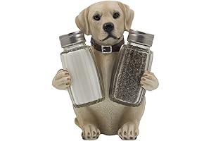 Labrador Retriever Salt and Pepper Shaker Set with Decorative Display Stand