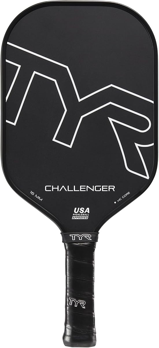 TYR Challenger, paleta de 16 mm aprobada por Pickleball de EE. UU. con mango plano ergonómico y agarre cómodo