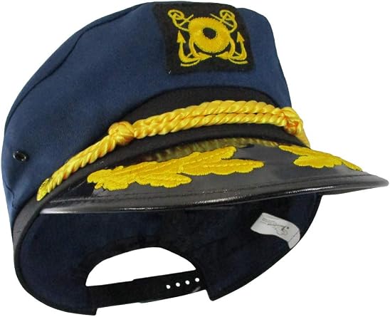 Jacobson Hat Company Yacht Skipper Hat Ship Captain Cap Costume Sailor Boat Ship Captains,Navy,Adjustable