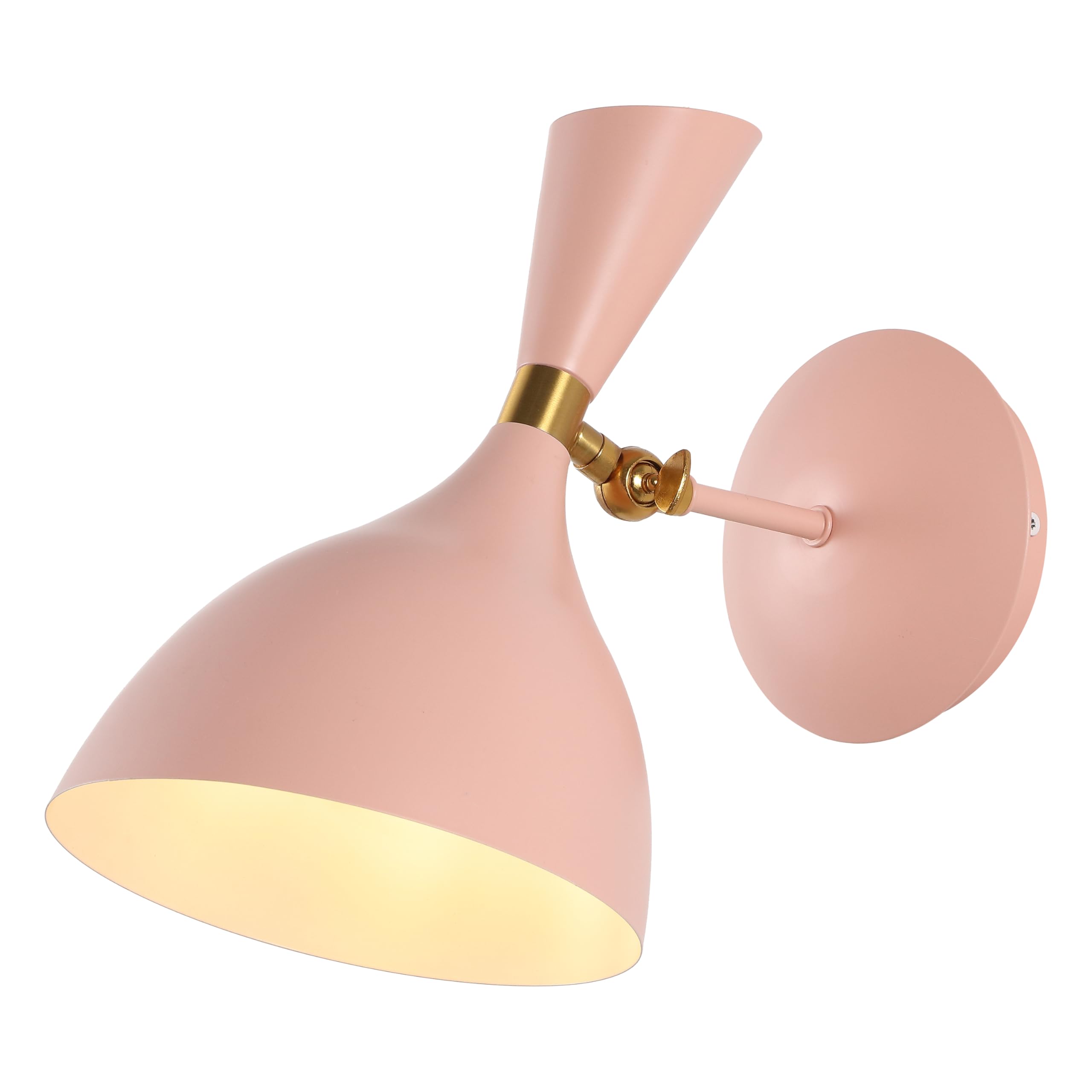 JONATHAN Y Josef 1-Light Wall Sconce Adjustable Metal 7", Pink/Brass Gold