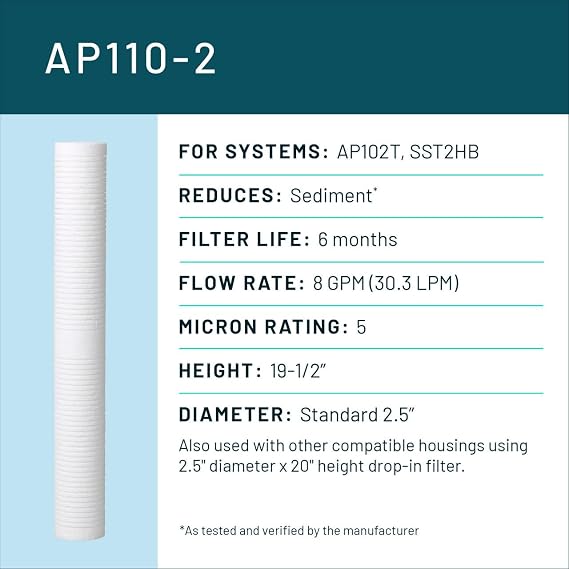 3M Aqua-Pure AP100 Series Whole House Replacement Water Filter Drop-in Cartridge AP110-2, 5620405