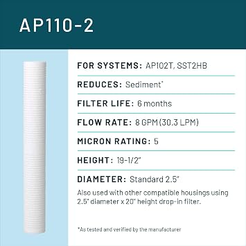 3M Aqua-Pure AP100 Series Whole House Replacement Water Filter Drop-in Cartridge AP110-2, 5620405
