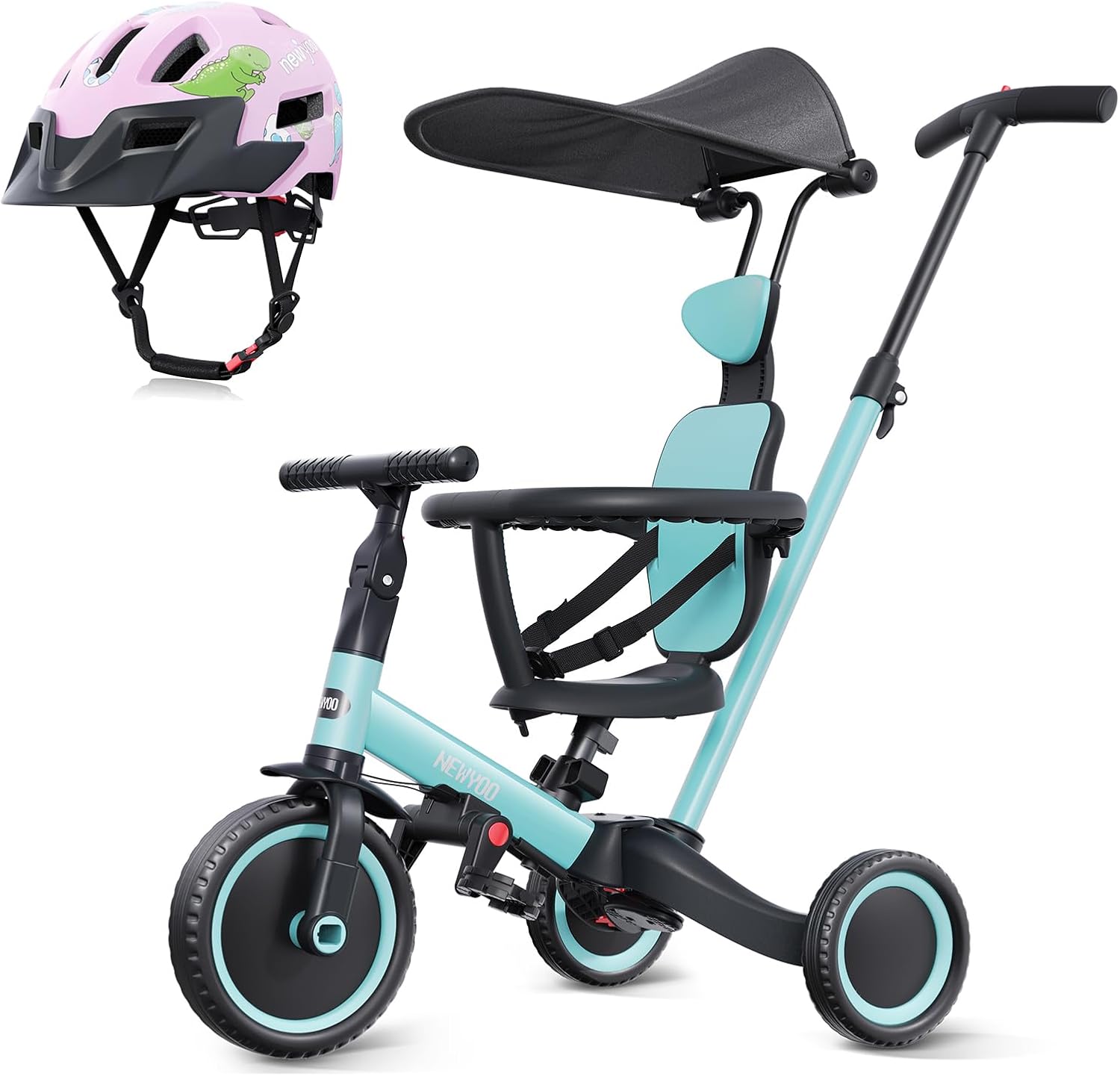 newyoo Toddler Tricycle with Helmet, Toddler Bike, Tricycles for 1-3 Year Olds, Kids Bike Helmet for 1-5 Year Olds, Blue