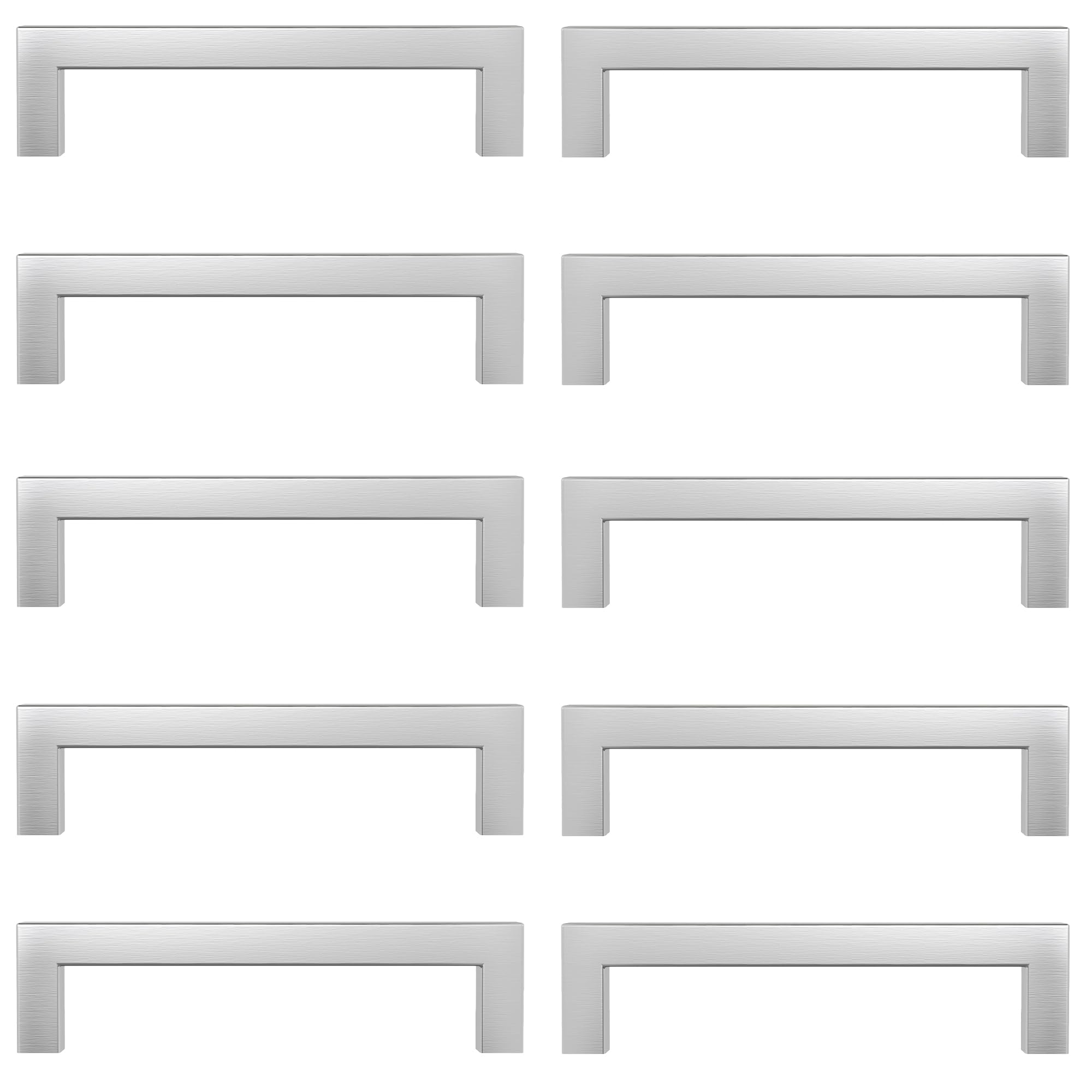 AwmnSrman Kitchen Door Handles Silver 10 Pack 128 mm(5 inch) Kitchen Cupboard Handles Hole Center, Brushed Finish Stainless Steel Installation of Holes