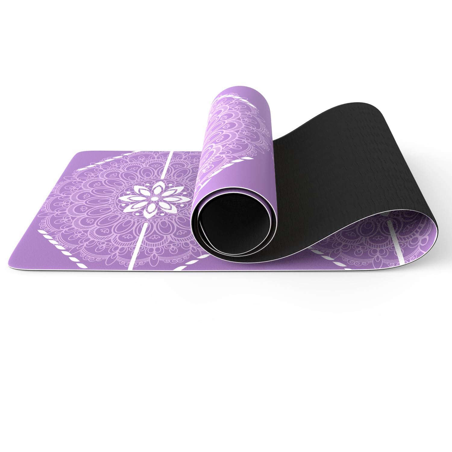 Haquno Extra Thick Yoga Mat 6mm - Non-Slip Exercise Mat for HIIT, Pilates & Home Workouts & Workout with Free Carry Strap（body line purple）