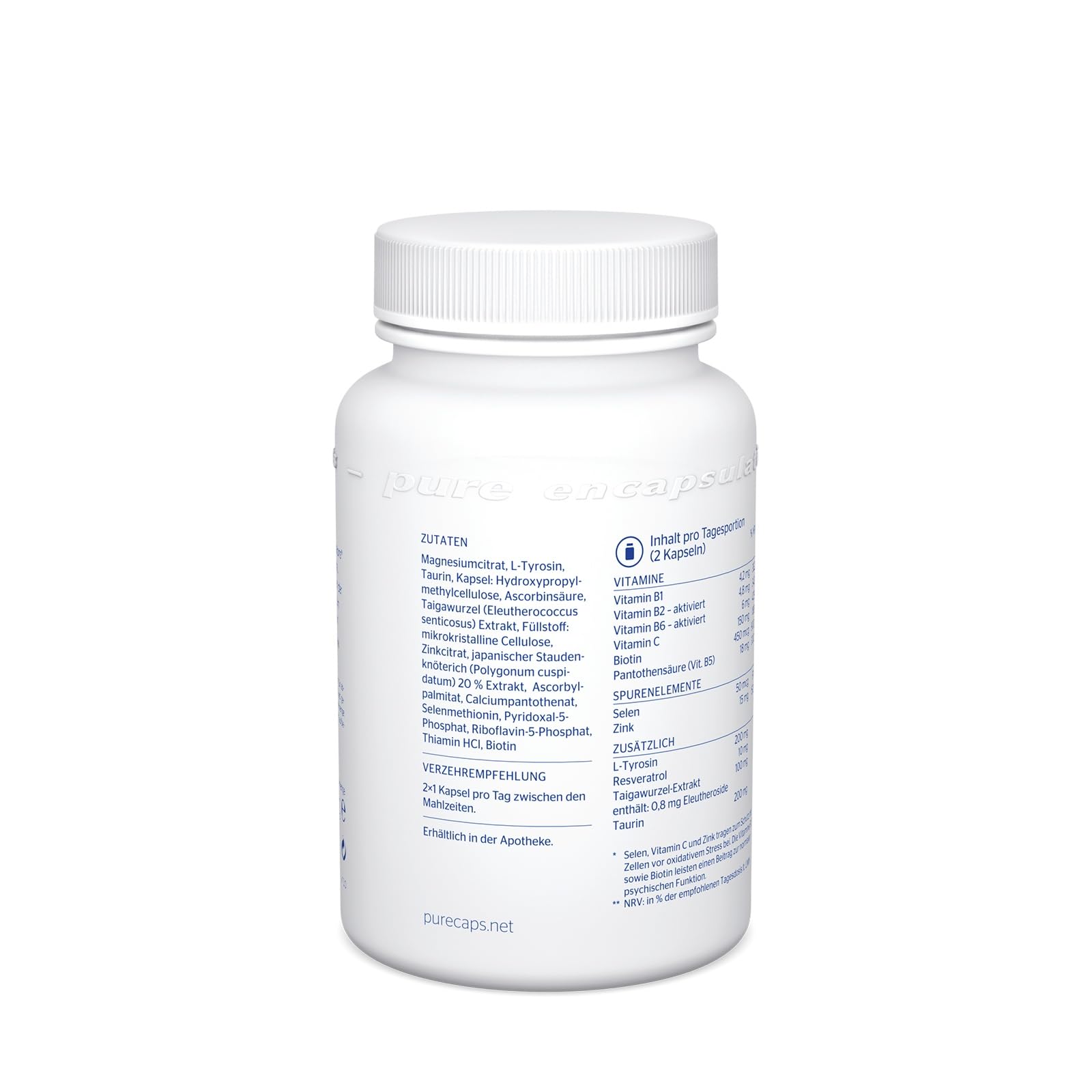 Pure Encapsulations - Anti-Stress - Mikronährstoffe für eine ausgeglichene Psyche - Mit B-Vitaminen, Vitamin C, Zink und Selen - 60 Kapseln