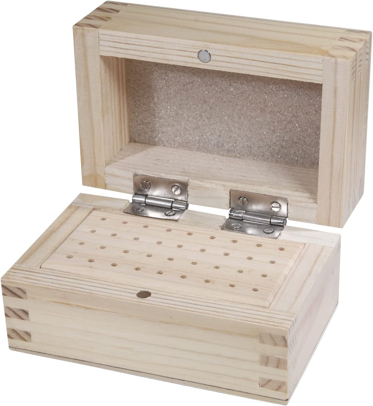 Wooden Shank Bur Stand Organizer Storage Box w/ 36 Holes Jewelry Making Tool Holder