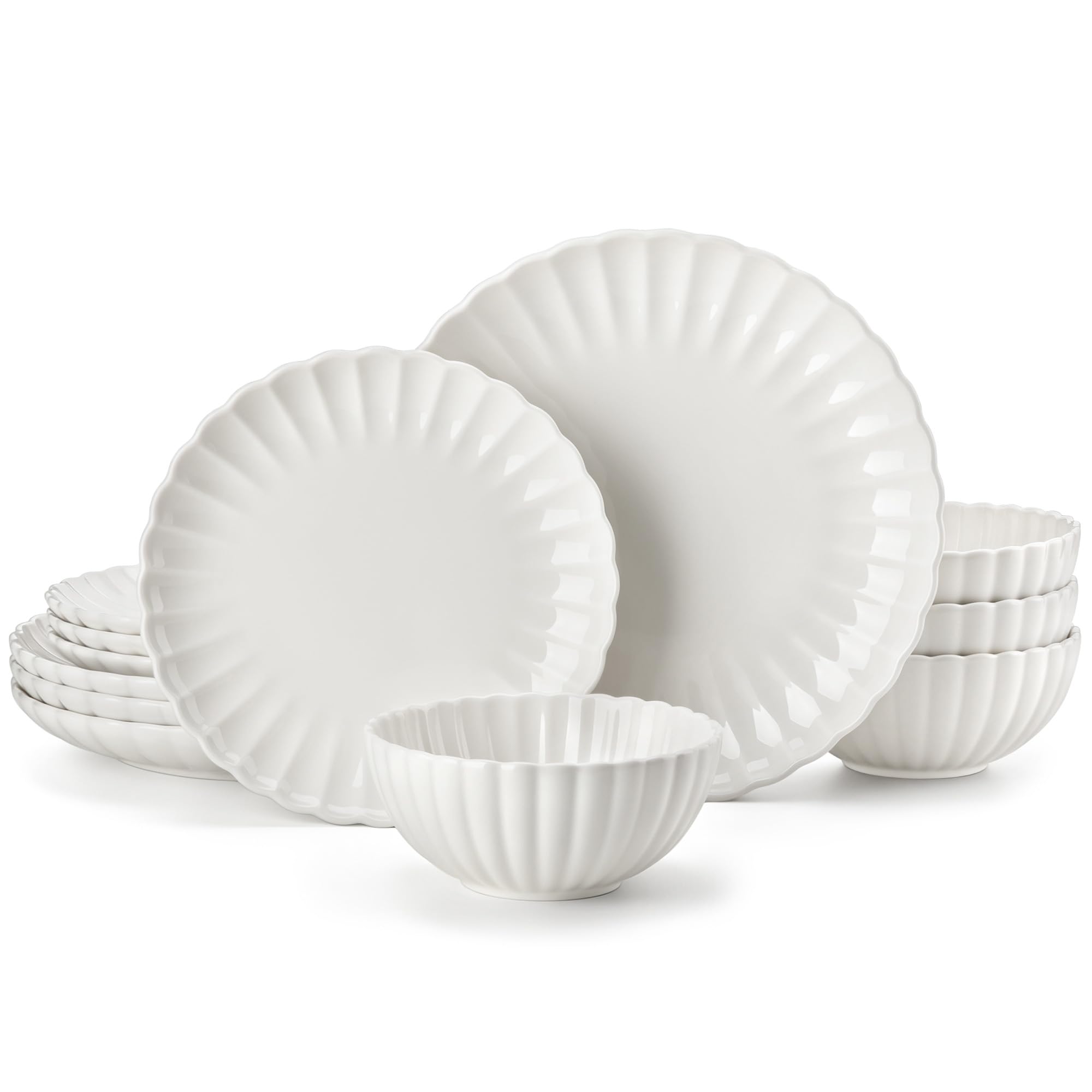 vancasso Porcelain Dinnerware Sets for 4, 12 Pieces Plates and Bowls Sets