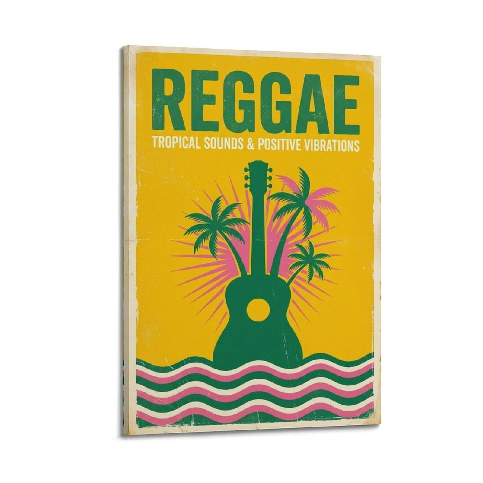 OKNGB Poster decorativo da parete in stile vintage, motivo: palme tropicali, reggae, poster decorativo da parete su tela, poster decorativo moderno per camera da letto, 60 x 90 cm