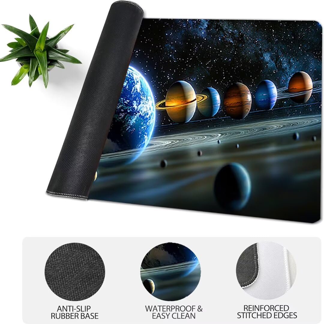 Podkładka pod mysz do gier XXL gwiaździste niebo krajobraz, mata na biurko XXL - 1400 x 600 x 3 mm - pod biurko, podkładka pod mysz dla graczy antypoślizgowa gumowa podkładka zszyte krawędzie, dla