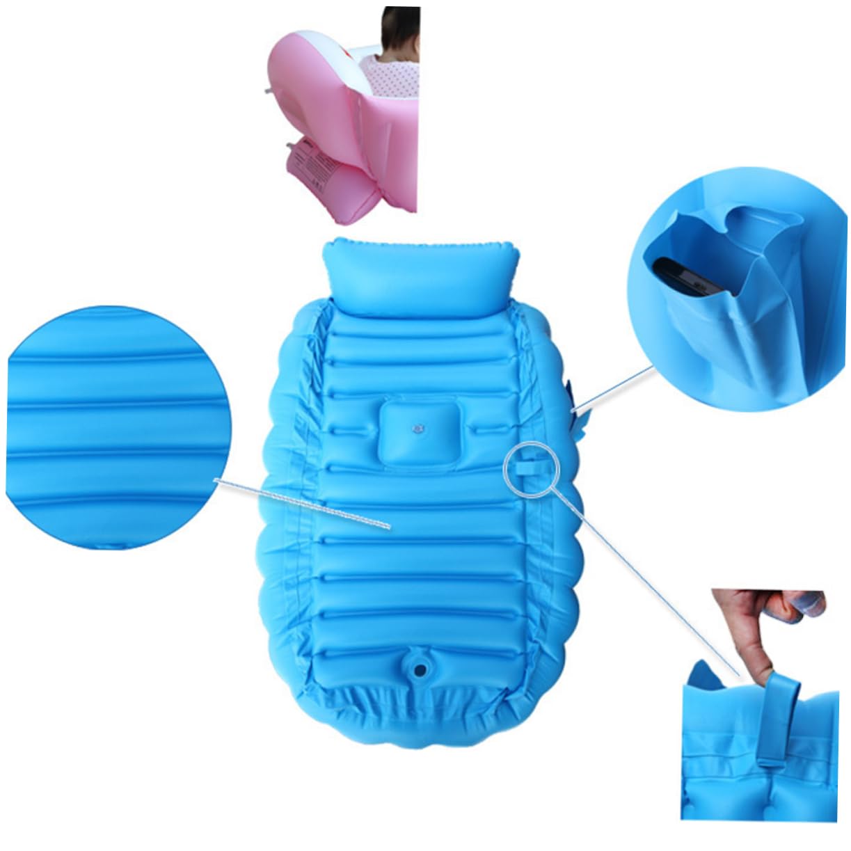 ibasenice Bañera Plegable Bañera Para Bebé Bañera Para Bebe Bañera Infantil Bañeras Para Bebés Bañera De Bebé Niño Inflable, medio, como se muestra