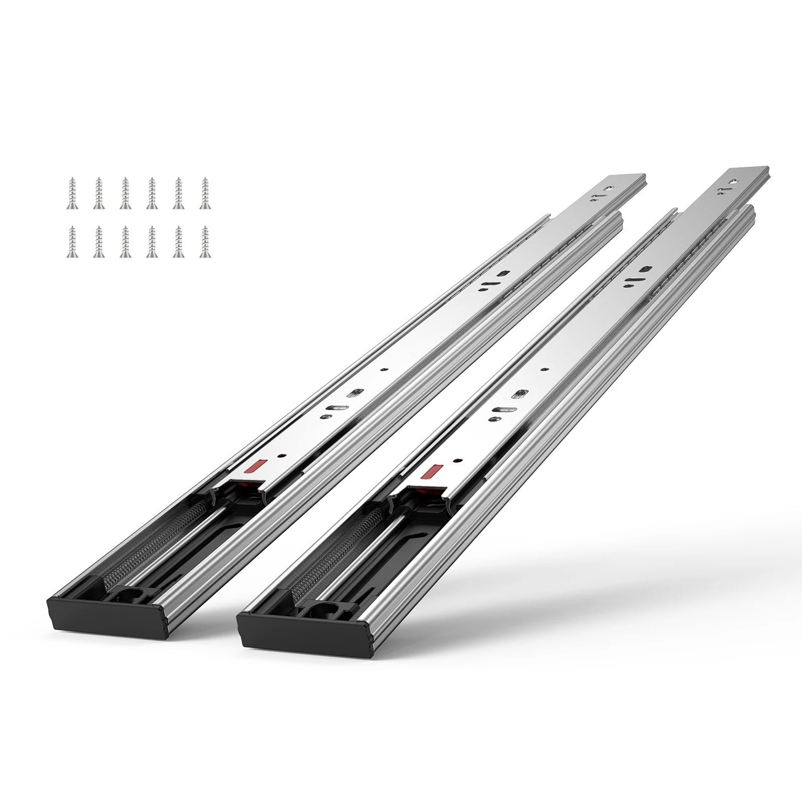 Oumifand 20 In 2Pcs Drawer Slides Side Mount Rails Heavy Duty Full Extension Steel Track Noiseless Guide Glides Cabinet 100 Lbs Load Capacity(20 In)