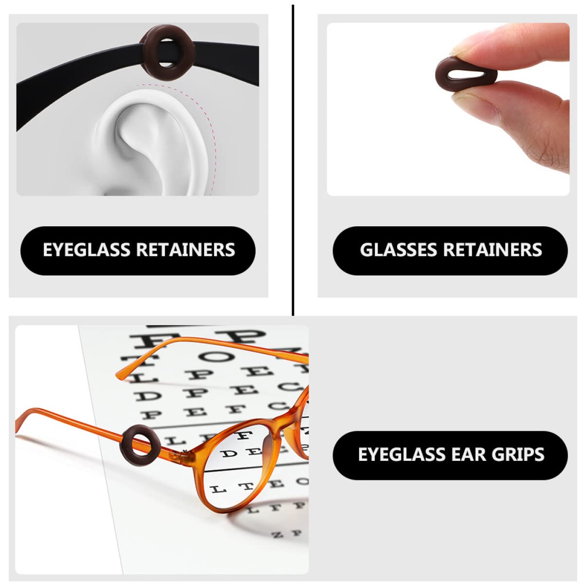 Uonlytech 5ensembles Set Antidérapante pour Lunettes Accessoires Silicone Colorés pour Écouteurs De Lunettes Idéaux pour Sport Activités Plein Air