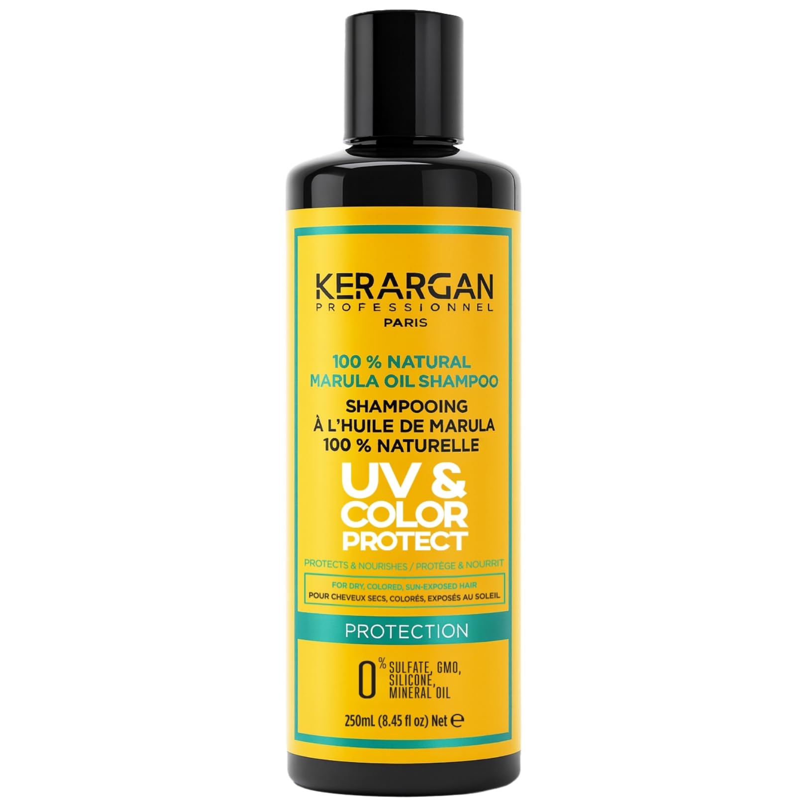 Kerargan - Marula Oil Colour & UV Protective Shampoo for Dry and Colored Hair - Cleans, Protects, Nourishes - Sulphate, GMO, Silicone, Mineral Oil - 250ml