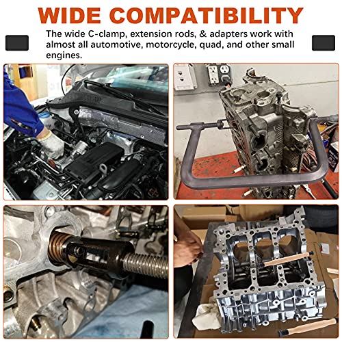 Tanstic 12Pcs Valve Spring Compressor With Valve Lapper Set Auto Compression C-Clamp Tool Service Kit With Valve Lapping Grinding Stick Tool For Motorcycle, Atv, Car, Small Engine Vehicle Equipment #TOP6