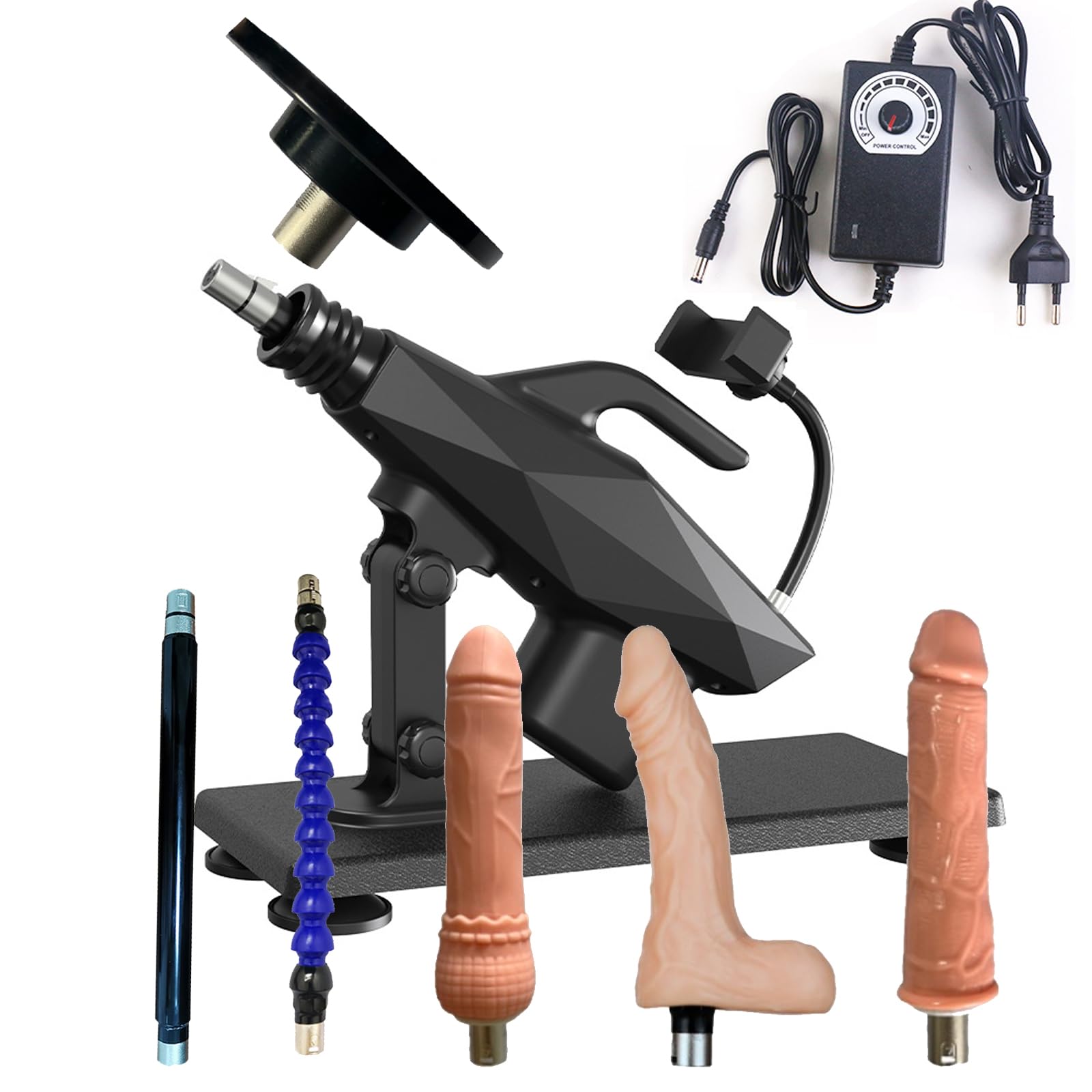 AMAZBEE Máquina sexual automática con plug anal y consolador Máquina sexual desmontable con base de ventosa Dispositivo de empuje con soporte para móvil (Dildo)