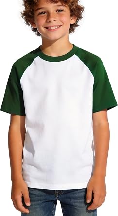 Silenroar Boys Tshirt Raglan Short Sleeve Shirt Cotton Blend Basic Tees Breathable Baseball T-Shirts Light Weight