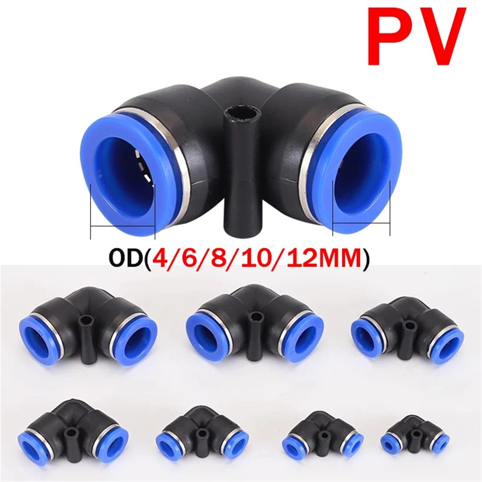 Raccordo pneumatico connettore PV 4 mm 6 mm 8 mm 10 mm 12 mm tubo 10 pezzi (PV-10,50 pezzi)