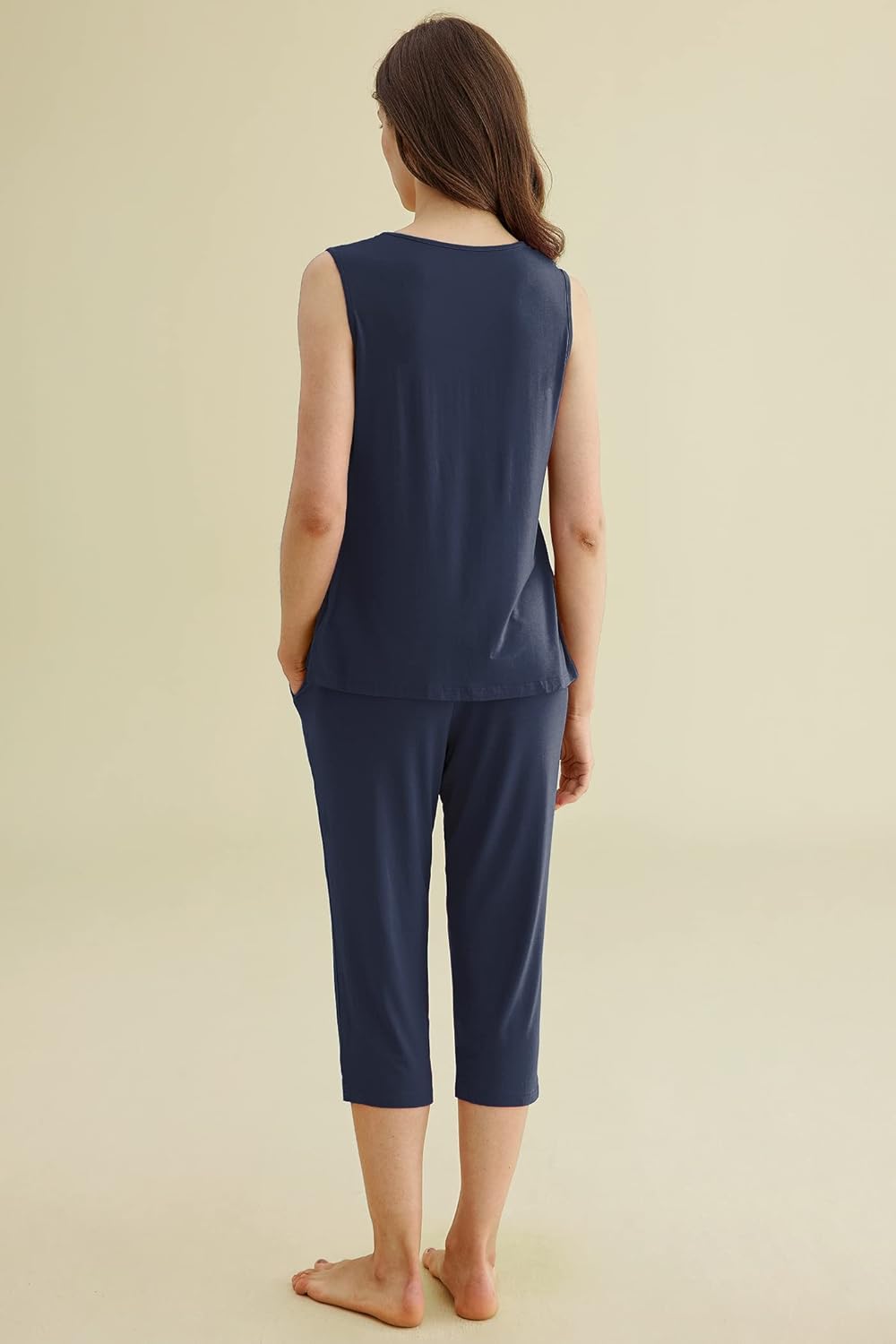 Latuza Women's Summer Pleated Tank Top Capris Pajamas Set - Image 3