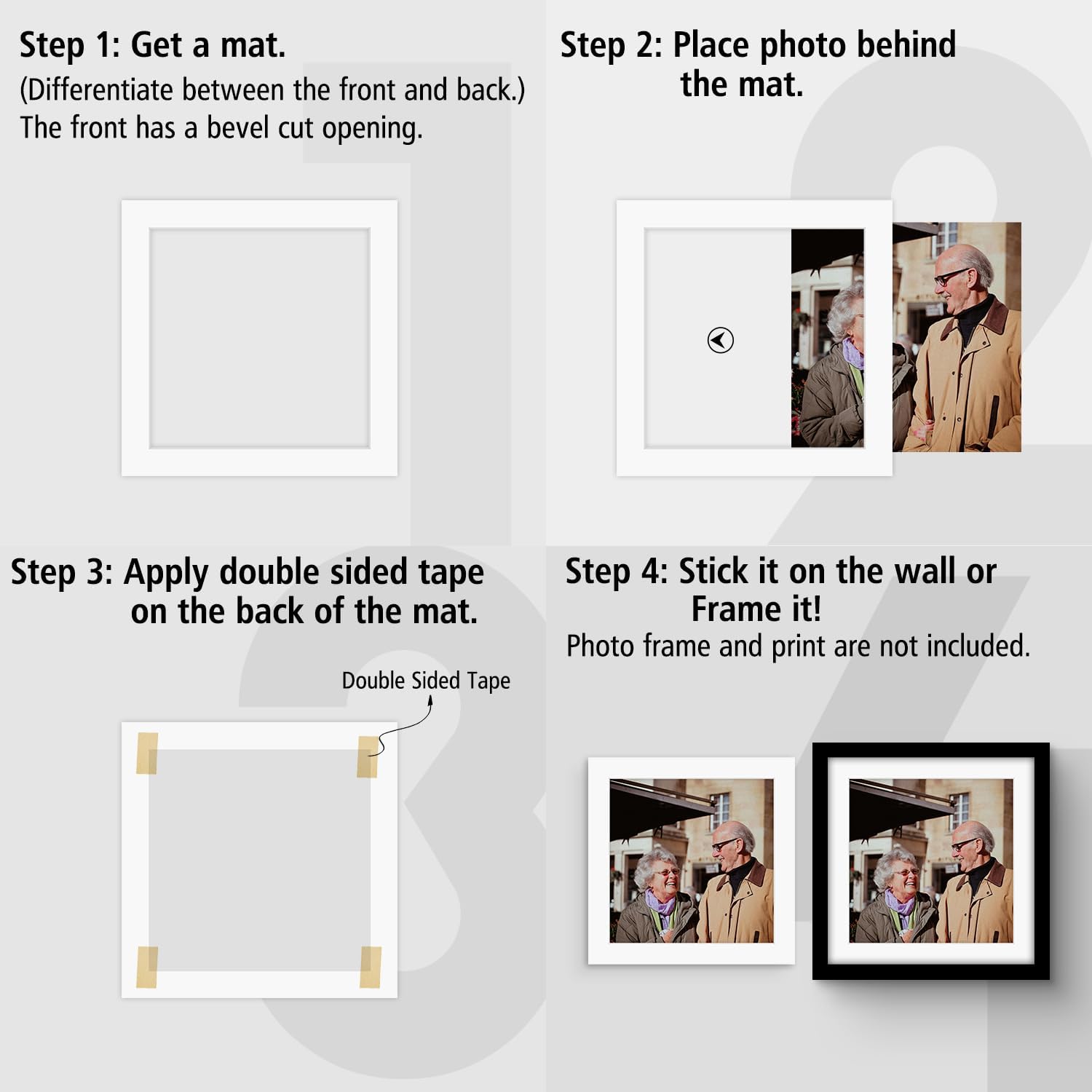 Golden State Art, Pack of 5 White 12x12 Picture Mats for 10x10 Photos