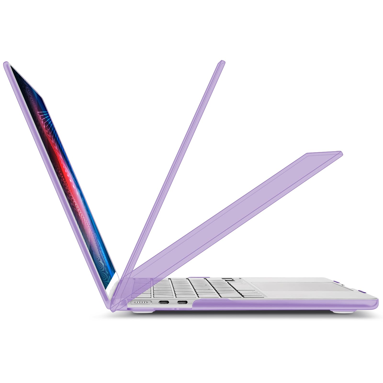 TECOOL Cover compatibile con MacBook Air M4 M3 M2 13,6 Pollici 2022 2024 2025 (A3240 A3113 A2681), Custodia Rigida Protettiva Sottile in Plastica e Copritastiera UE, Cristallo Lilla