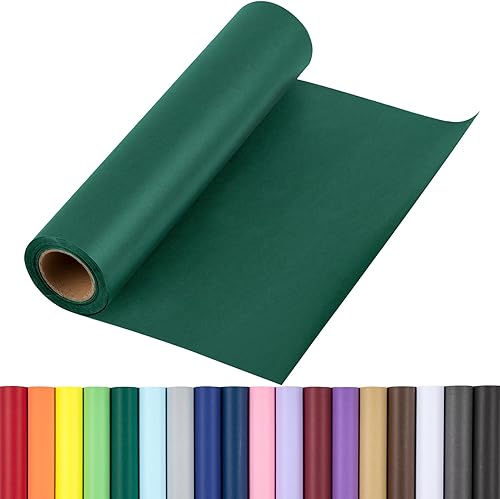 RUSPEPA Rollo de papel de regalo kraft verde oscuro, 17.5" x 393" (32.8'), papel reciclable verde para regalos de arte y manualidades, 80GSM,