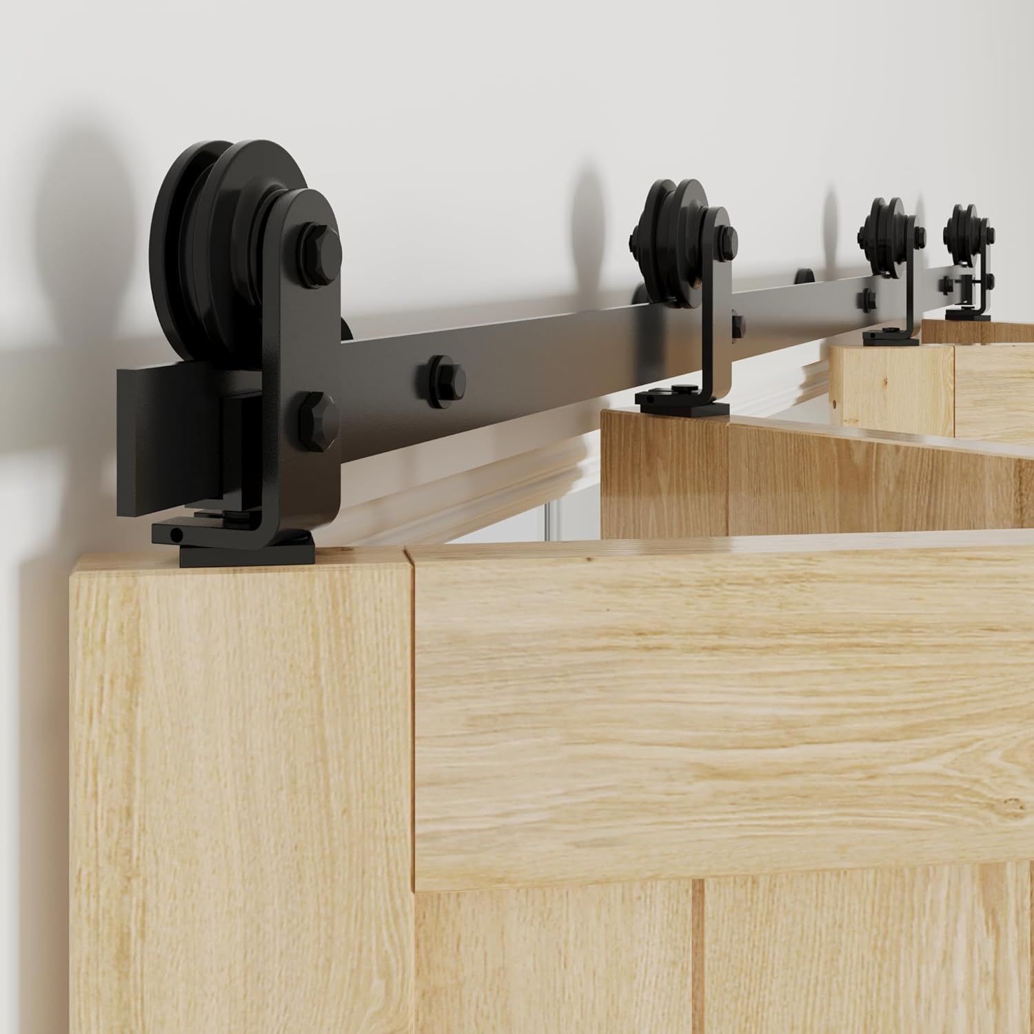 WINSOON Bifold Barn Door Hardware Kit, Bi Fold Door Hardware Kits with 54" Track for Max Four 12.5" Sliding Closet Doors,Black Folding Door Kits (Doors not Included) 54" track for four 12.5" doors