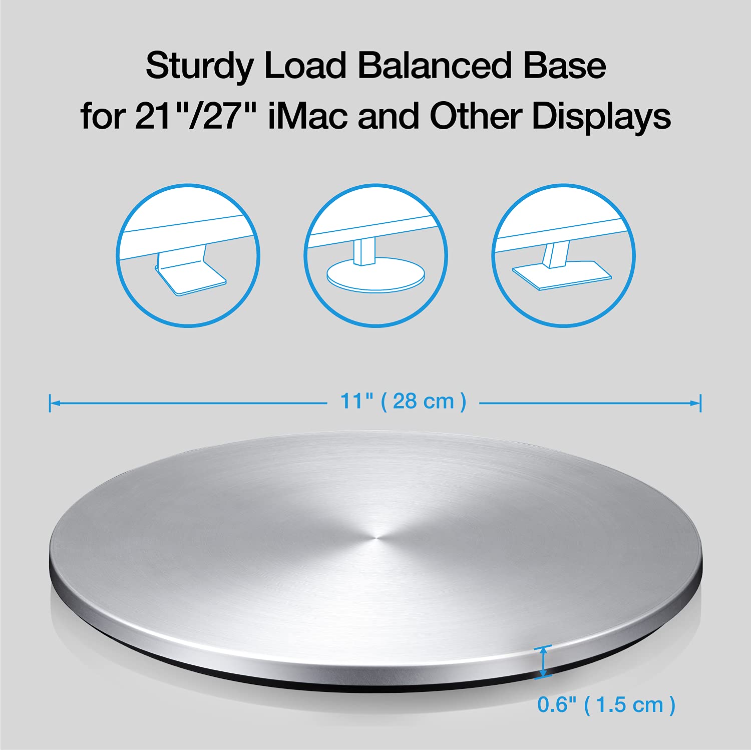Just Mobile Aludisc Piedistallo Rotante 360° per Apple iMac Thunderbolt Display, Argento