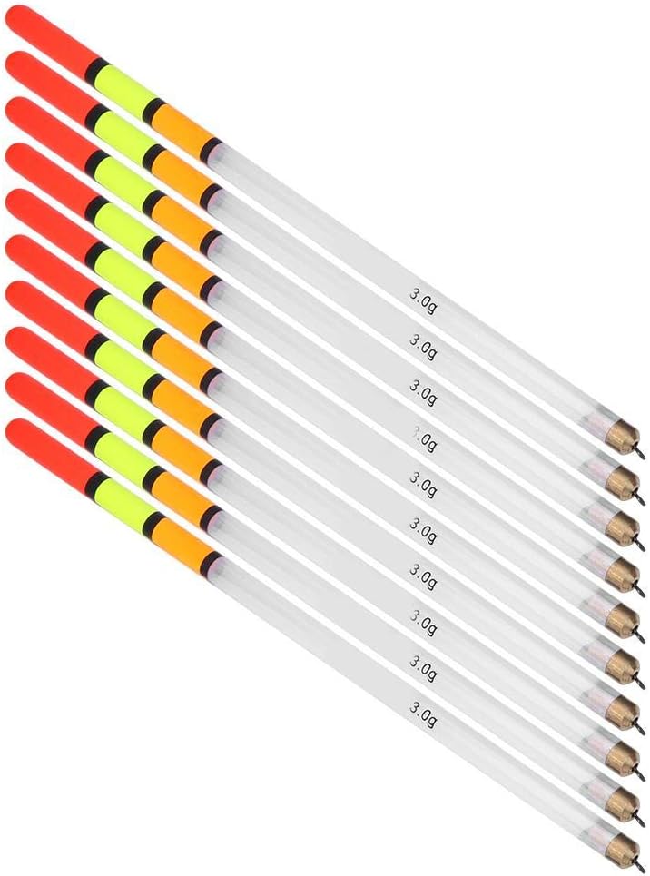 10 Pcs Fishing Bobber Kit, Plastic Floats & Bobber Assortment Stick Tube Multi-Purpose Fish Feed Baits for Various Fishing(3.0 White)
