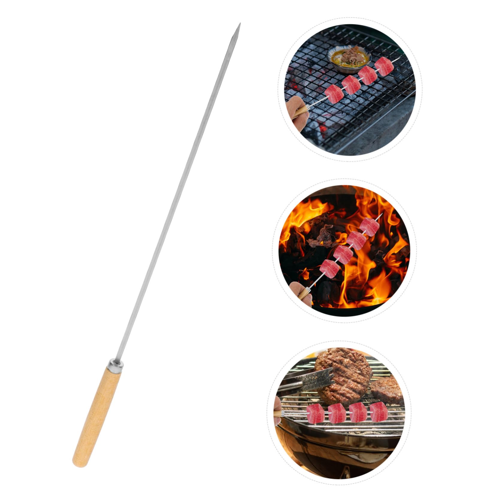 Gatuida 50pezzi Spiedini per Barbecue in Acciaio Inox per Grigliate Manici in Legno Antiscivolo Include Spiedini Rotondi e Piatti Quantità Generosa per Carne Pollo Gamberetti e Verdure
