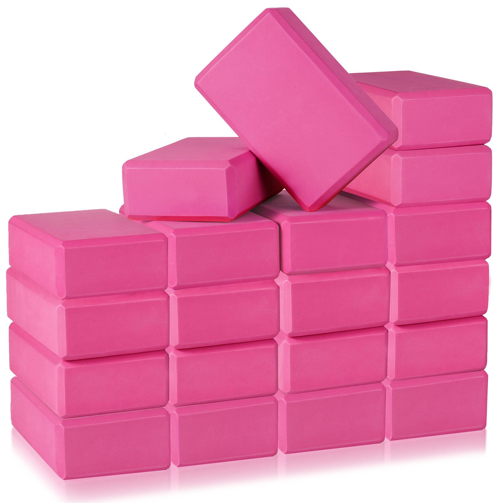 Honoson 20 Pcs Yoga Blocks Bulk 9''x6''x3'' High Density EVA Foam Blocks for Exercise Pilates Meditation, Lightweight Non-slip Surface, Improve Strength Balance Flexibility(Rose Red)